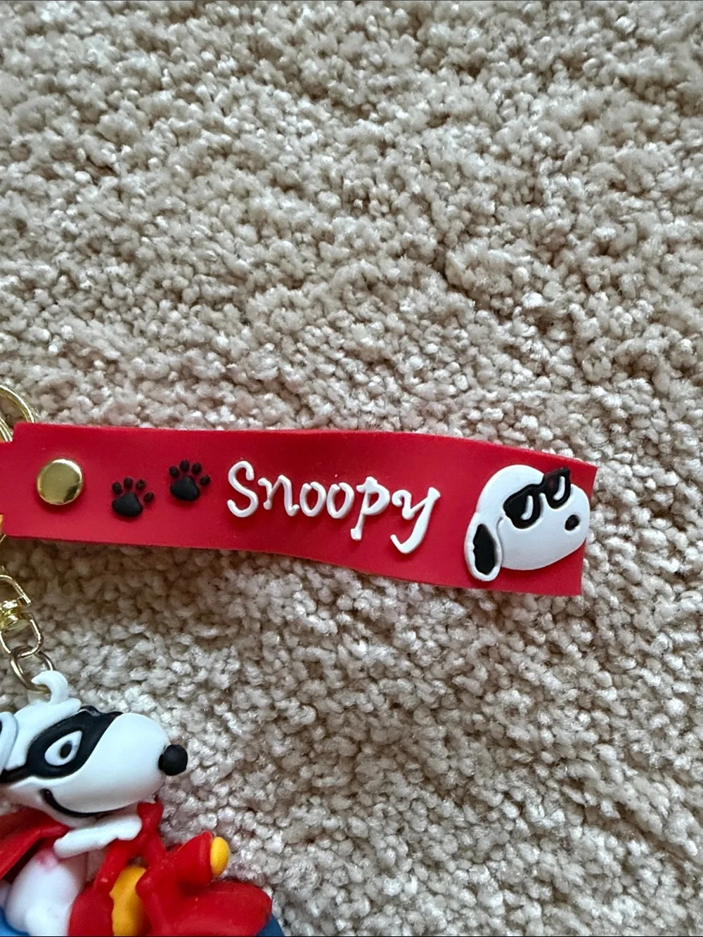 Snoopy Red Motorcycle Dog Keychain. Adorable